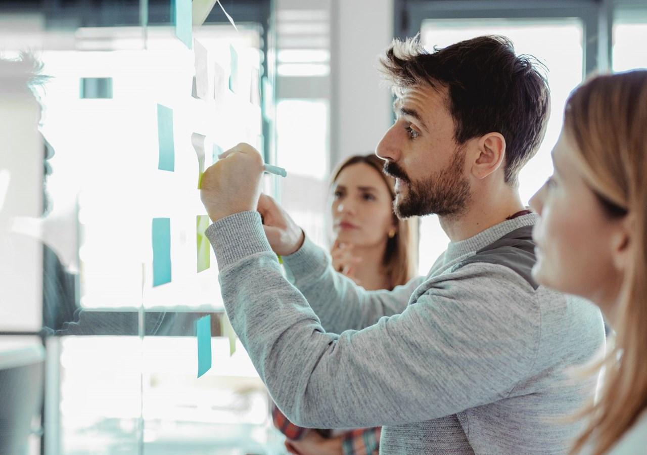 Group brainstorming during a training session