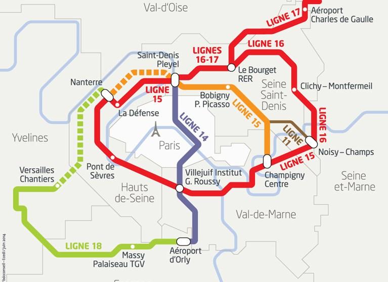 Carte Schematique Grand Paris Express © Societe Du